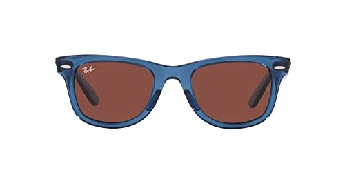 Ray-Ban RB2140 Original Wayfarer Square Sunglasses, Transparent Blue/Red, 50 mm