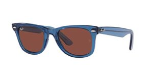 ray-ban rb2140 original wayfarer square sunglasses, transparent blue/red, 50 mm