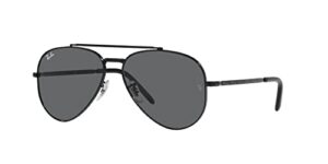 ray-ban rb3625 new aviator sunglasses, black/dark grey, 62 mm