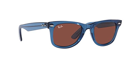 Ray-Ban RB2140 Original Wayfarer Square Sunglasses, Transparent Blue/Red, 50 mm