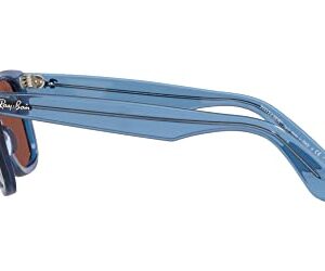 Ray-Ban RB2140 Original Wayfarer Square Sunglasses, Transparent Blue/Red, 50 mm