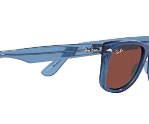 Ray-Ban RB2140 Original Wayfarer Square Sunglasses, Transparent Blue/Red, 50 mm