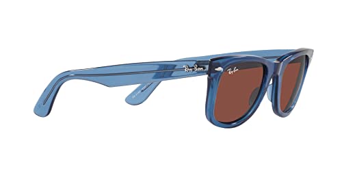 Ray-Ban RB2140 Original Wayfarer Square Sunglasses, Transparent Blue/Red, 50 mm