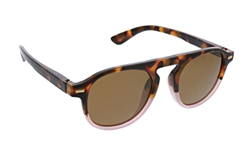 Peepers by PeeperSpecs Women's Neptune Sun Round Polarized Sunglasses-No Correction, Tortoise/Pink, 50 mm + 0