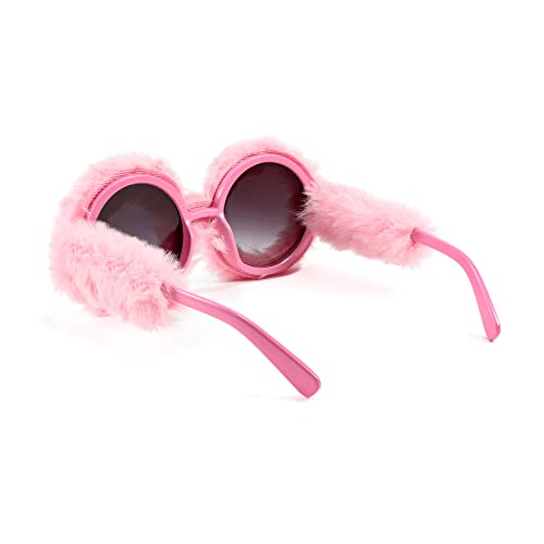 FEISEDY Women Plush Fuzzy Round Sunglasses Punk Soft Velvet Shades Ladies Handmade Party Cosplay Eyewear B2889