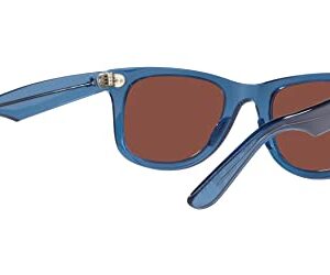 Ray-Ban RB2140 Original Wayfarer Square Sunglasses, Transparent Blue/Red, 50 mm