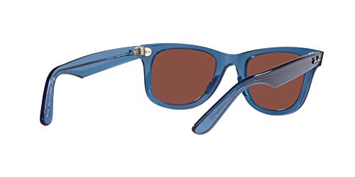 Ray-Ban RB2140 Original Wayfarer Square Sunglasses, Transparent Blue/Red, 50 mm