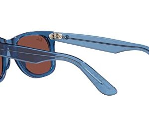 Ray-Ban RB2140 Original Wayfarer Square Sunglasses, Transparent Blue/Red, 50 mm