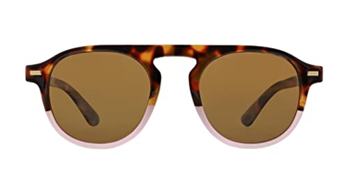 Peepers by PeeperSpecs Women's Neptune Sun Round Polarized Sunglasses-No Correction, Tortoise/Pink, 50 mm + 0