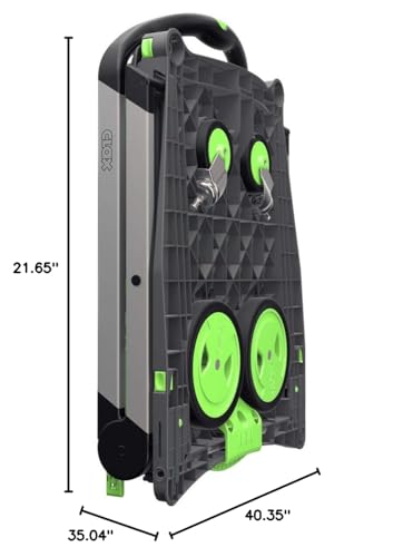 CLAX® The Original | Made in Germany | Multi Use Functional Collapsible Carts | Mobile Folding Trolley | Storage Cart Wagon | Shopping Cart with 2 Storage Crates (Green)