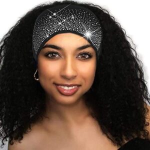 cakure crystal headband rhinestone black head wraps wide knotted head band turban party night club hairbands glittery hair accessories for women and girls (set 1) (type a)