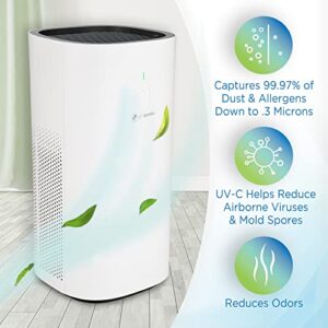 GermGuardian® AC9600W Powerful Large Room Air Purifier with HEPA Filter, UV-C, Odor Reduction & Air Quality Sensor