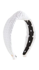 lele sadoughi women's eyelet knotted headband, bianca 100, white, one size