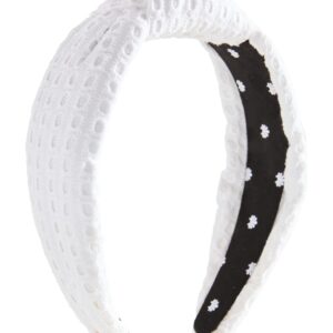 Lele Sadoughi Women's Eyelet Knotted Headband, Bianca 100, White, One Size