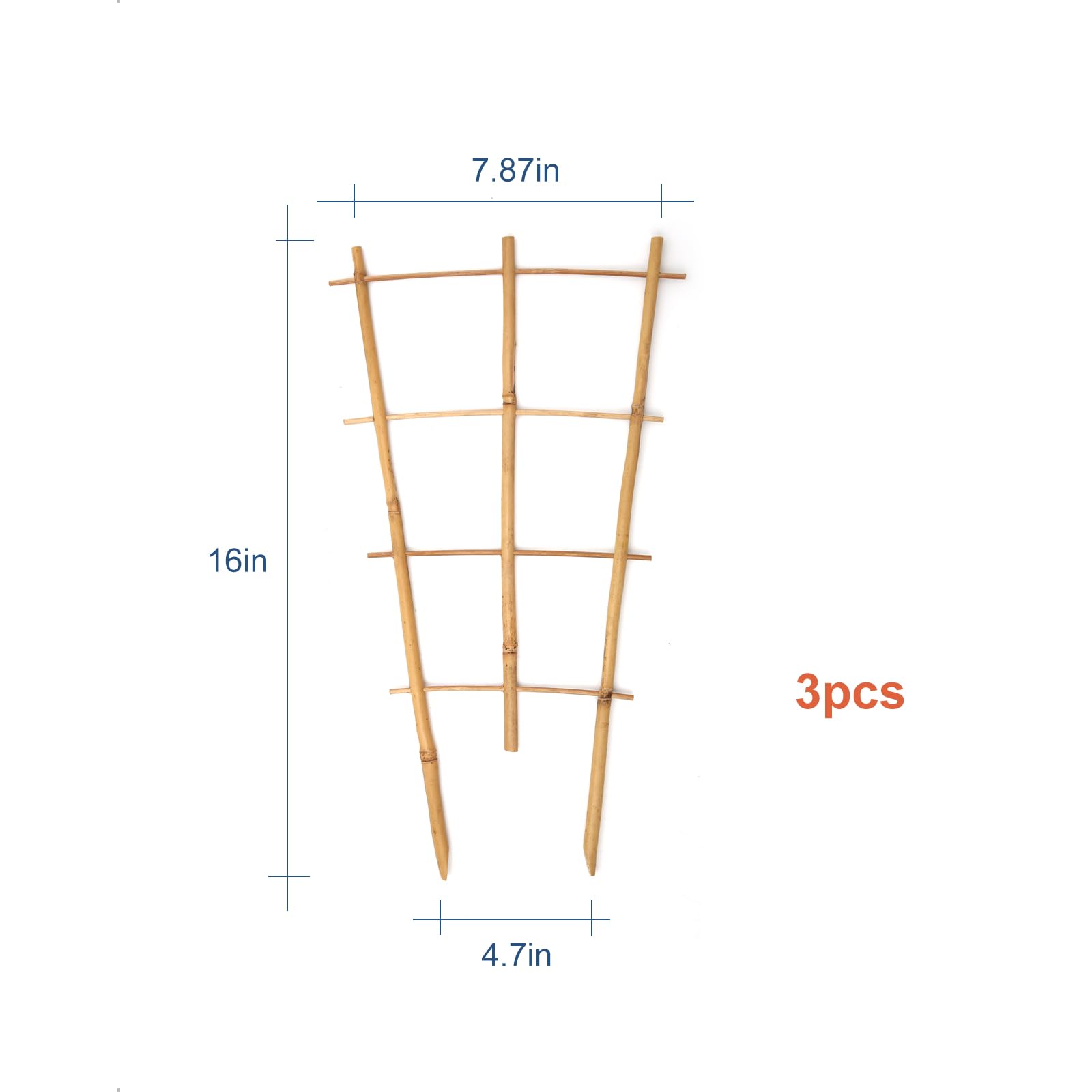 COLOtime 3Pack Bamboo Trellis 16 Inch Fan Shaped Small Plant Trellis for Indoor Potted Plants Climbing Monstera Orchid Vine Hoya Houseplant