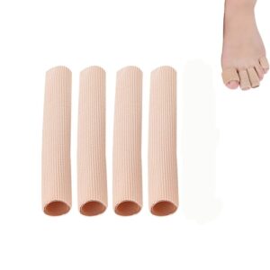 mibiciri cuttable toe tubes sleeves 4 pack,fabric gel lining finger toe separator tubing toe cushion tube for for cushions corns, bunion, hammer toe, callus, corn, blister (medium 2cm)