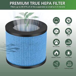 TPAP002 Filter Replacement 3-in-1 H13 True HEPA Upgraded Compatible with TOPPIN TPAP002 HEPA Air Purifier Comfy Air C1, Part #TPFF002, 2 Pack