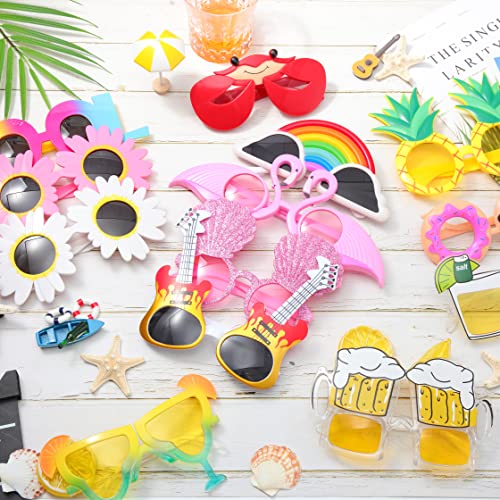 Flutesan 24 Pairs Luau Party Sunglasses Funny Hawaiian Tropical Glasses Beach Themed Party Supplies Decorations(Fresh)