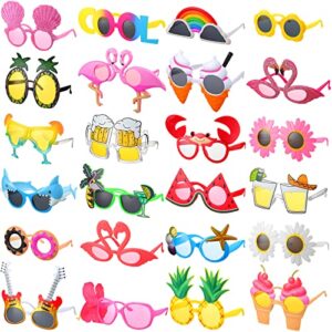 flutesan 24 pairs luau party sunglasses funny hawaiian tropical glasses beach themed party supplies decorations(fresh)