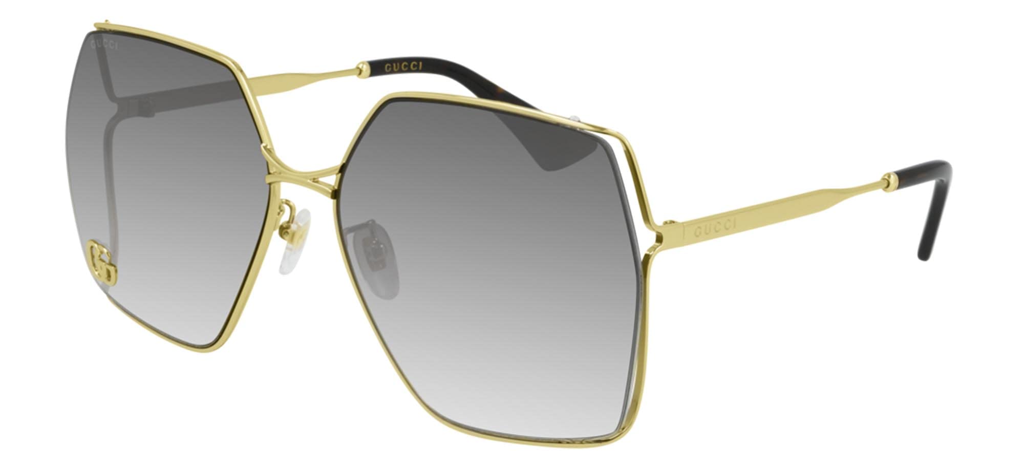 Gucci GG0817S 006 Sunglasses Women's Gold/Grey Gradient Lens Fashion Square 65mm