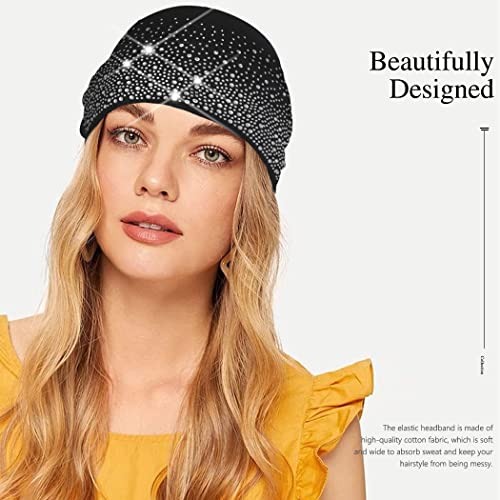 CAKURE Crystal Headband Rhinestone Black Head Wraps Wide Knotted Head Band Turban Party Night Club Hairbands Glittery Hair Accessories for Women and Girls (Set 1) (Type A)