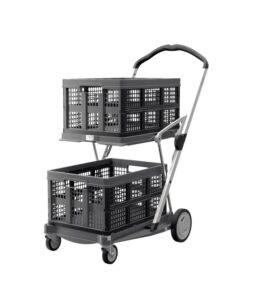 clax® the original | made in germany | multi use functional collapsible carts | mobile folding trolley | storage cart wagon | shopping cart with 2 storage crates | platform truck (light grey)