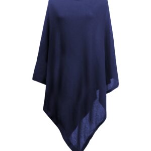 MissShorthair Women's Lightweight Knitted Scarf Poncho Sweater Cape Shawl Versatile Fall Winter Ponchos Wraps Dark Blue