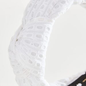 Lele Sadoughi Women's Eyelet Knotted Headband, Bianca 100, White, One Size