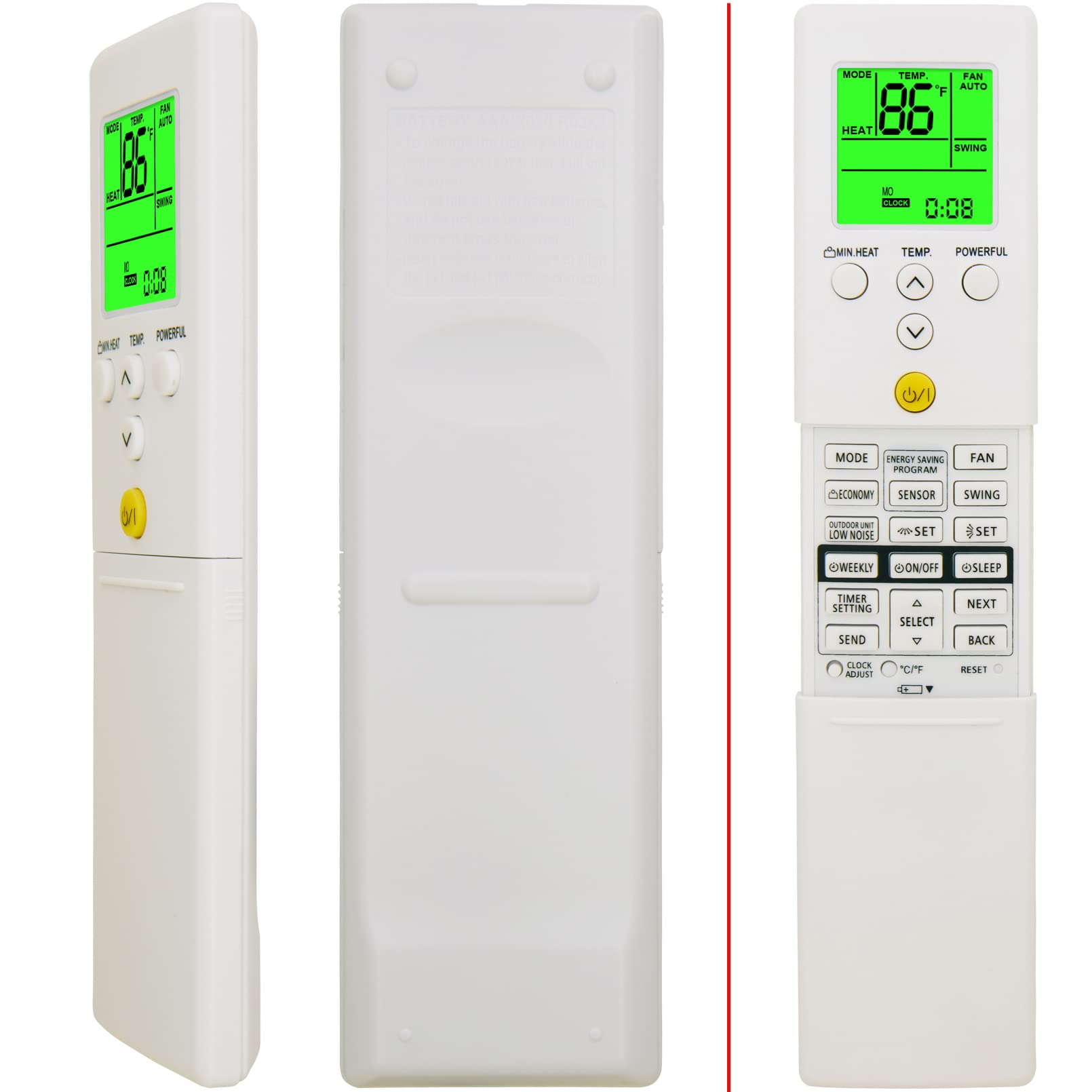 Replacement for Fujitsu Air Conditioner Remote Control AR-REF1U AR-RED1U AR-REG1U AR-REY1U AR-REM1U AR-REF1E AR-REF2E AR-REA1E AR-REW1E AR-REF3E AR-REW3E AR-REA2E AR-REB1E AR-REW4E AR-REM4E AR-REB1E