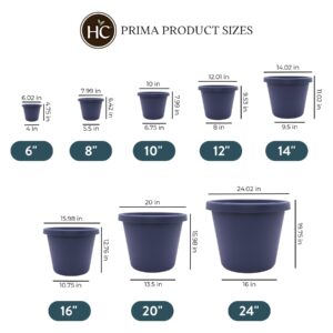 The HC Companies 12 Inch Round Prima Planter - Plastic Plant Pot with Rolled Rim for Indoor Outdoor Plants Flowers Herbs, Twilight Blue