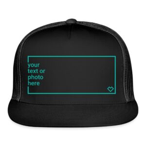 Spreadshirt Custom Trucker Cap Add Your Own Text or Image Personalized Trucker Cap, One Size, Black/Black