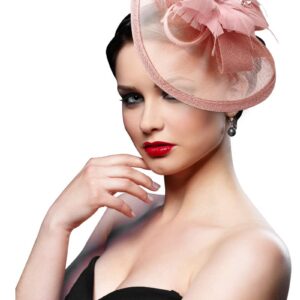 DRESHOW Women Fascinator Hats Tea Party Hat Vintage Pillbox Hat Headband for Cocktail