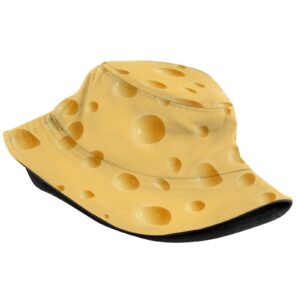 WELBB Cheese Funny Bucket Hats Sun Cap Summer Packable Travel Fisherman Hat for Men and Women Black, One Size