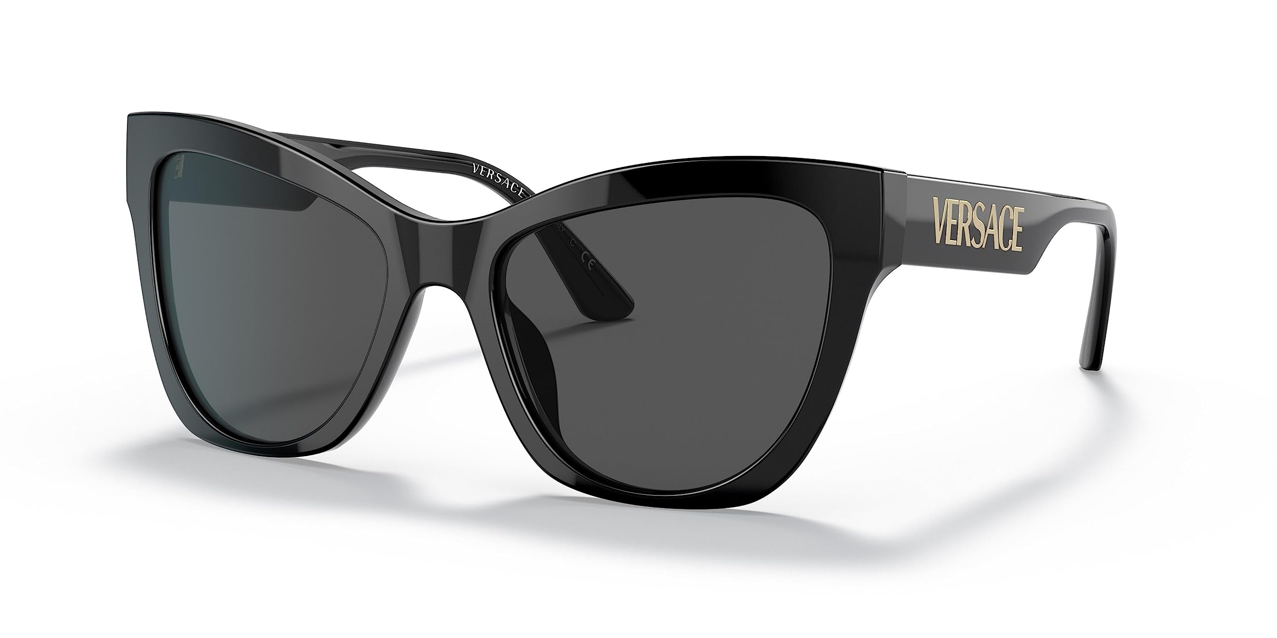 Versace VE 4417U GB1/87 Black Plastic Cat-Eye Sunglasses Grey Lens