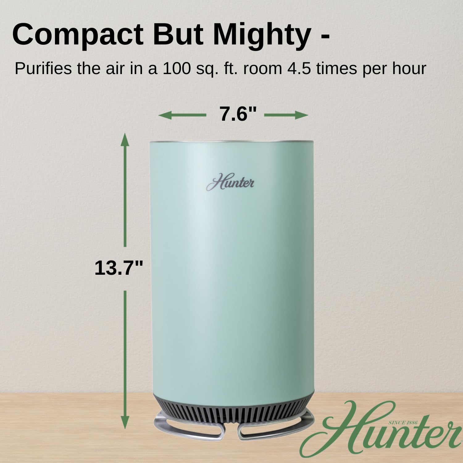 Hunter HP125 True HEPA Digital Air Purifiers for Home, Cleans 451 sq ft per hour. Small Bedroom Air Purifier. Removes Odors, Allergens, Smoke, Dust, Mold, VOCs. White