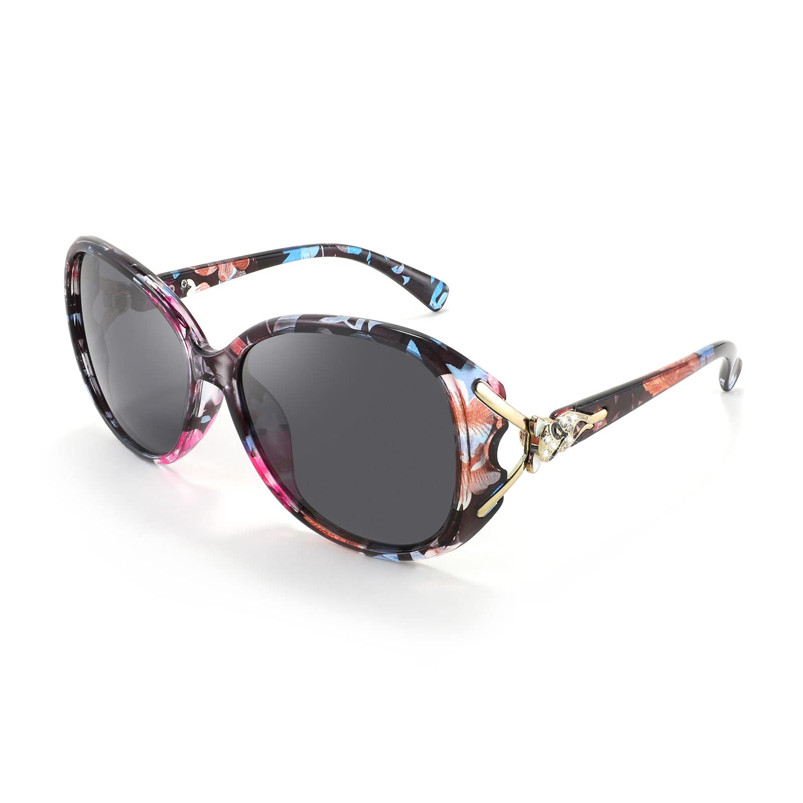 FEISEDY Women Oversized Polarized Sunglasses Ladies Large Shades Classic Fox Sunglasses B2730 (Floral, 58)