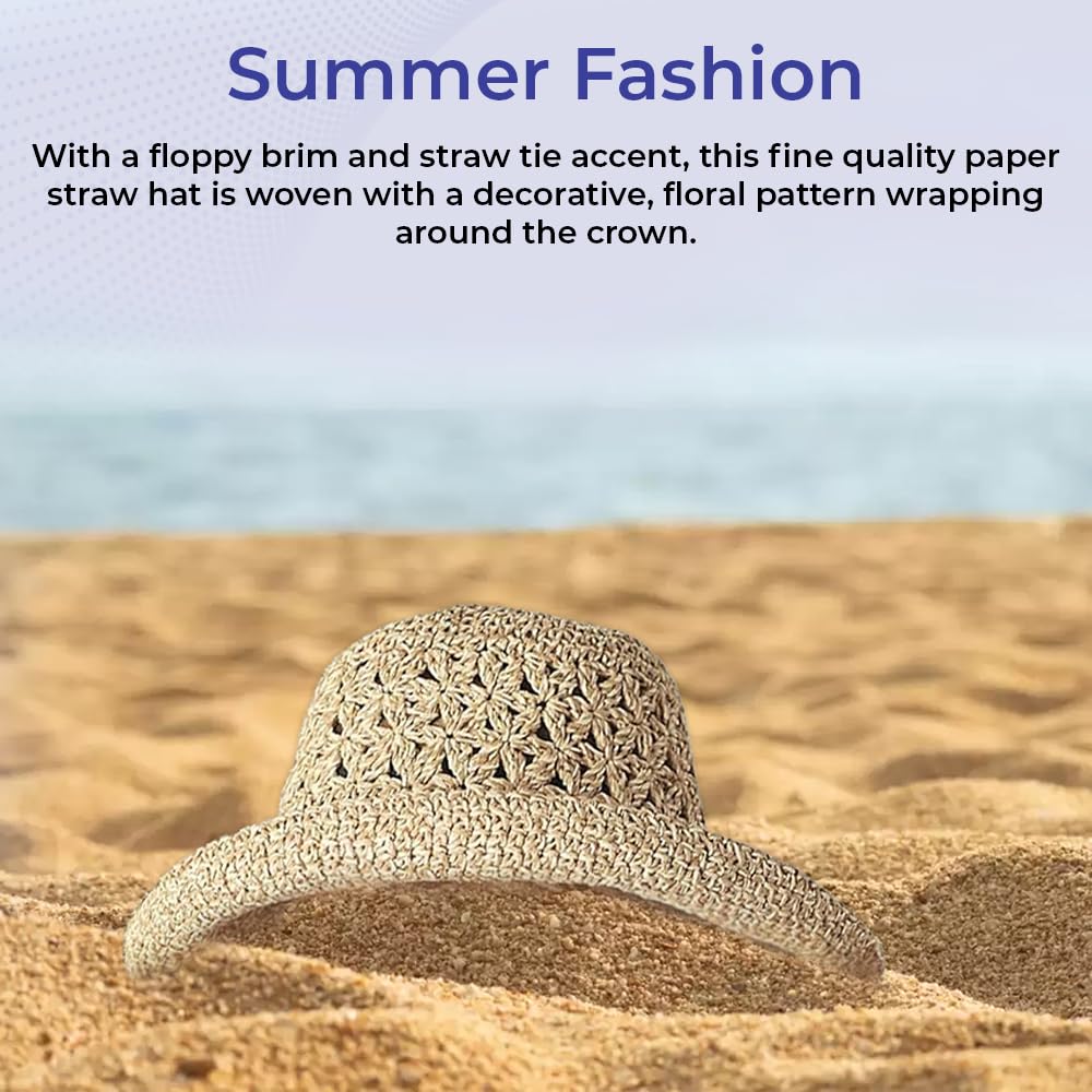 SAGEFINDS Packable Straw Hat for Women | Wide Floppy Brim Beach Cap | Foldable for Travel | Sun Protection | Summer Hat | Adjustable Interior Sizing | Large Khaki