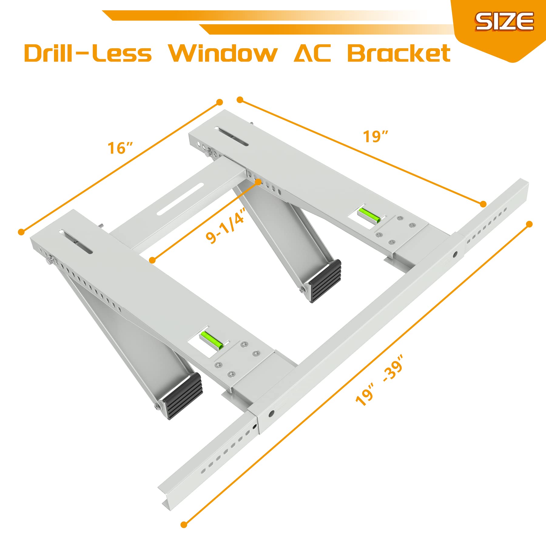 Powrocket Drill-Less Window Air Conditioner Bracket, Easy to Install Window AC Mounting Support Bracket,Heavy Duty Construction,Up to 200lbs