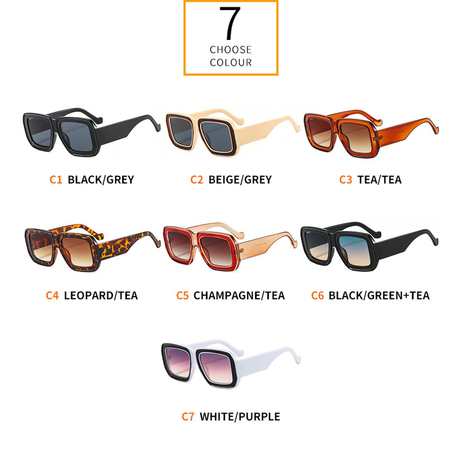 Square Sunglasses For Women Men Trendy Fashion Rectangle Sunglasses Uv Protection Retro Vintage Womens Sunglasses (brown)