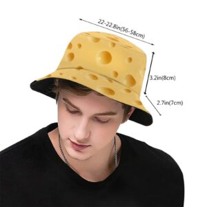 WELBB Cheese Funny Bucket Hats Sun Cap Summer Packable Travel Fisherman Hat for Men and Women Black, One Size