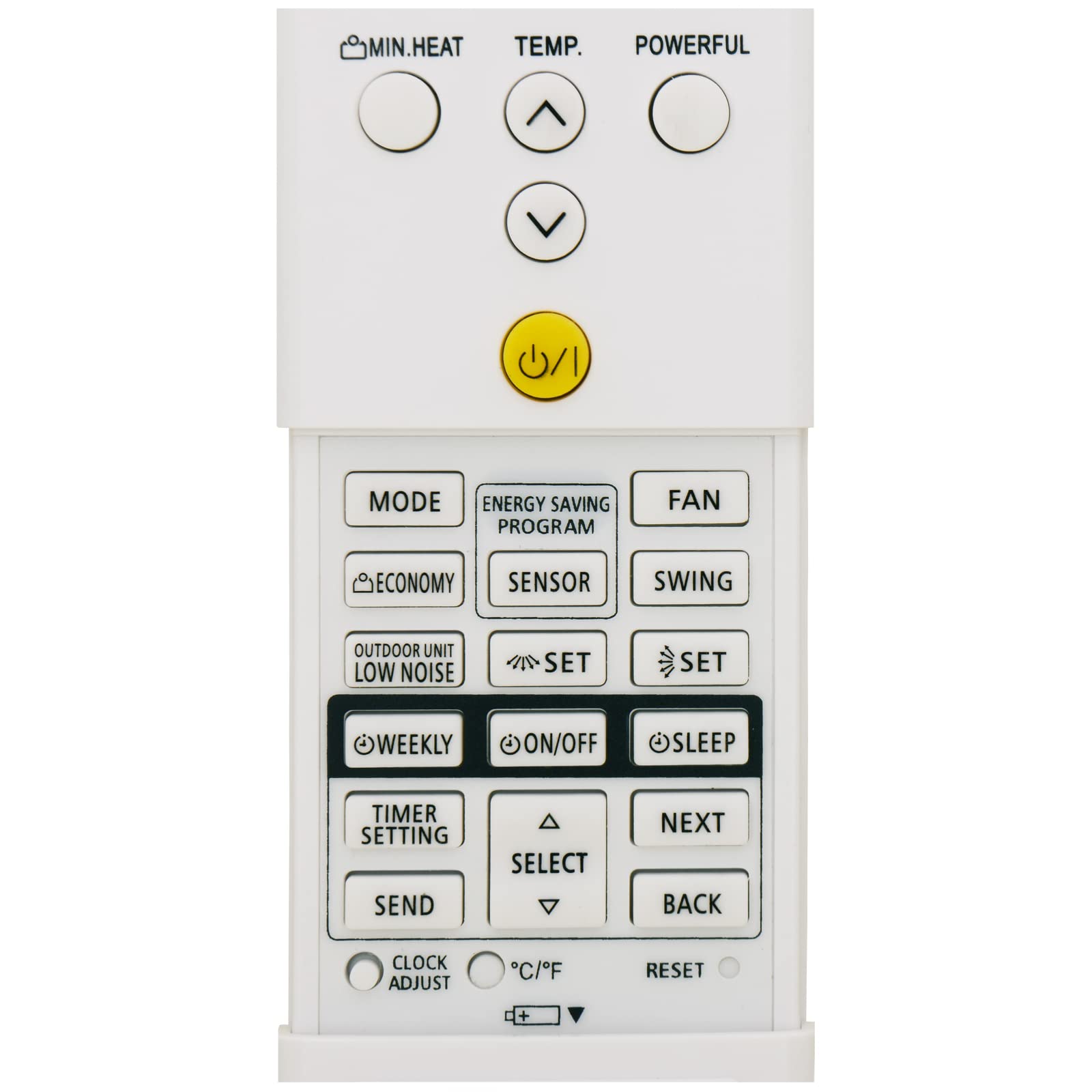 Replacement for Fujitsu Air Conditioner Remote Control AR-REF1U AR-RED1U AR-REG1U AR-REY1U AR-REM1U AR-REF1E AR-REF2E AR-REA1E AR-REW1E AR-REF3E AR-REW3E AR-REA2E AR-REB1E AR-REW4E AR-REM4E AR-REB1E