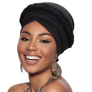 dreshow turban pre-tied twisted braid hair cover wrap hat african beanie headwraps for black women chemo cancer cap