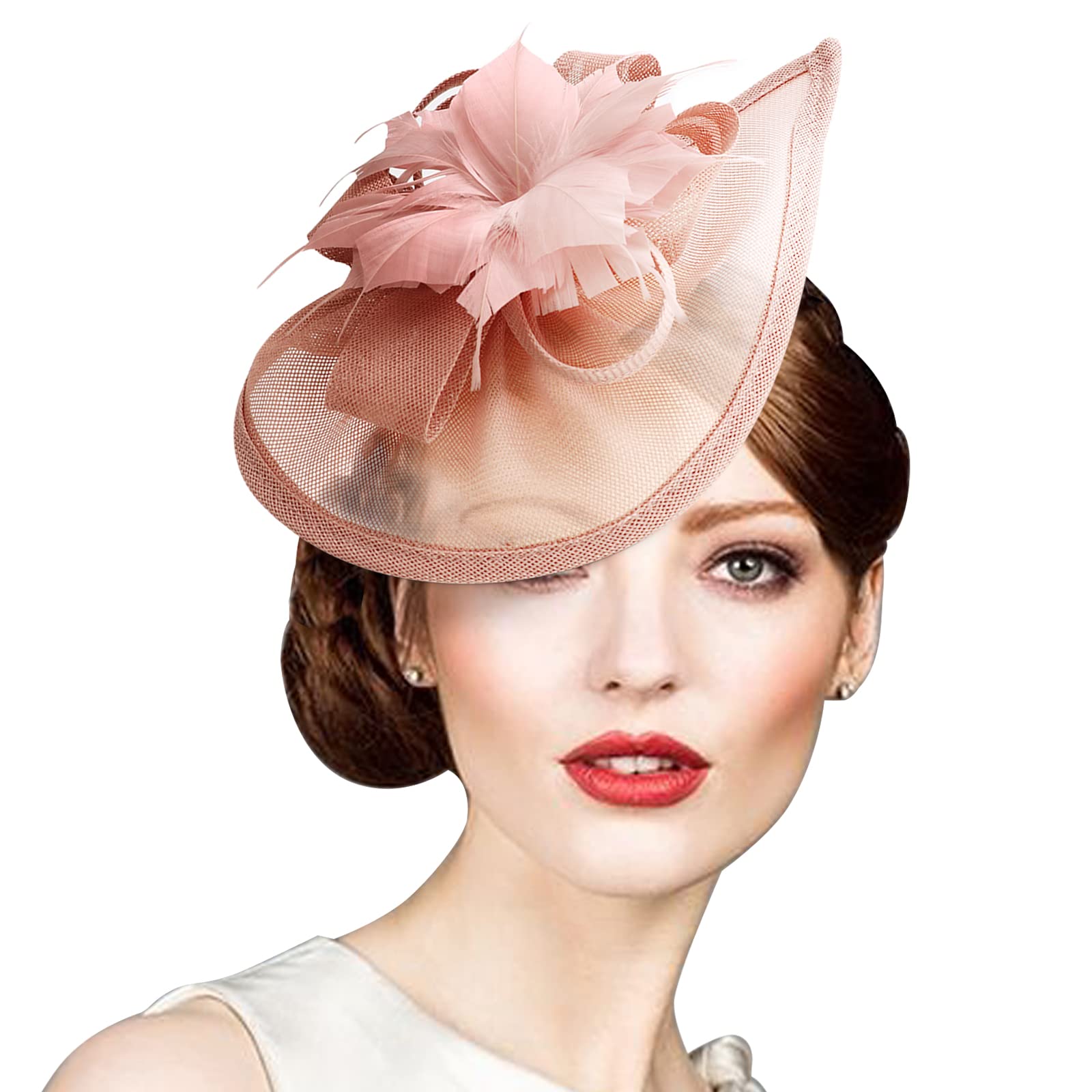 DRESHOW Women Fascinator Hats Tea Party Hat Vintage Pillbox Hat Headband for Cocktail