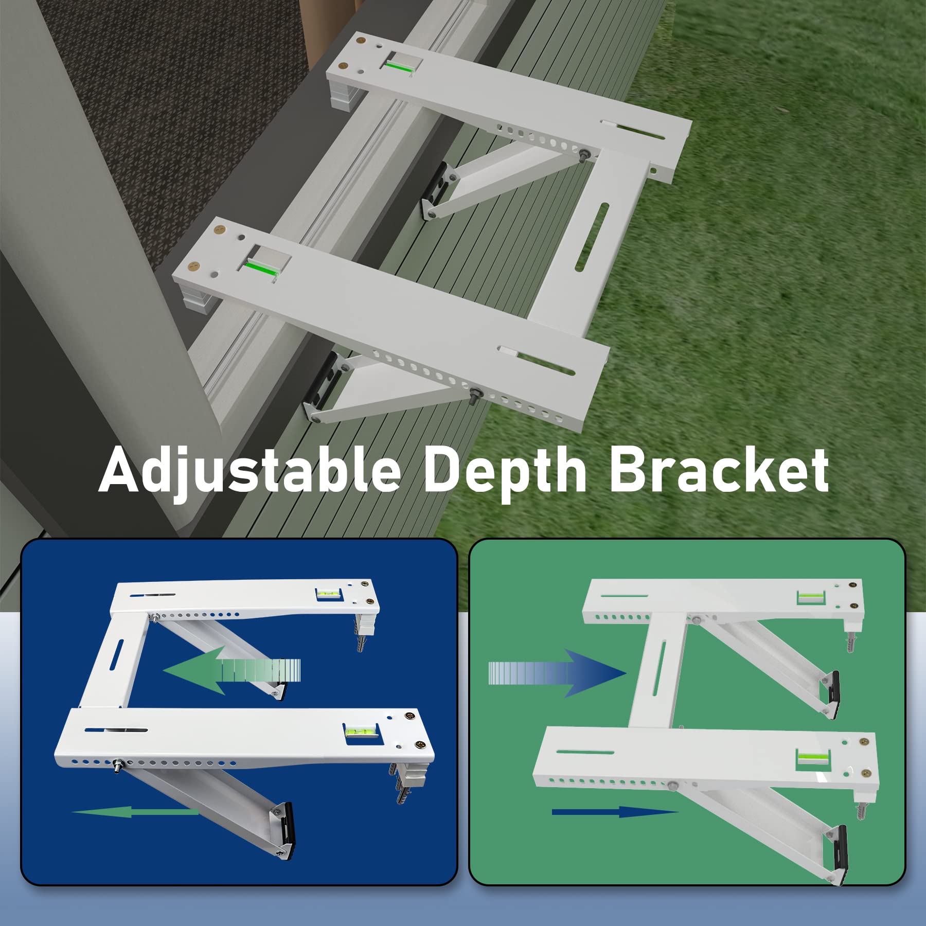 Wintcomfort Window Air Conditioner Bracket, Heavy Duty AC Support with 2 Arms, Up to 200 lbs, Universal Fit 5,000 to 22,000 BTU Window Units