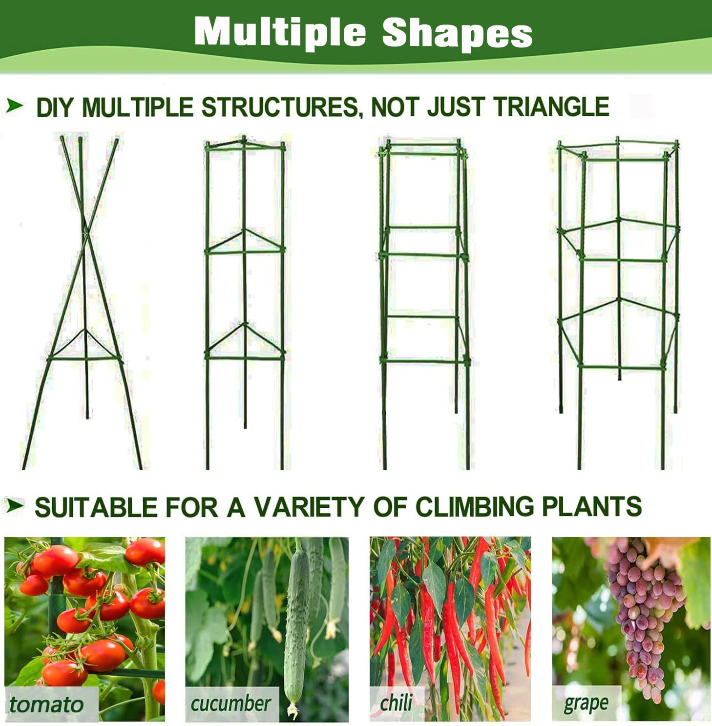 4ft 3-Pack Tomato Cage for Garden Plant Cages, Up to 48inch Plant Supports Tomato Trellis Stakes for Potted Plants, Heavy Duty Tomato Cages Cucumber Trellis for Garden Vertical Climbing Plants Flowers