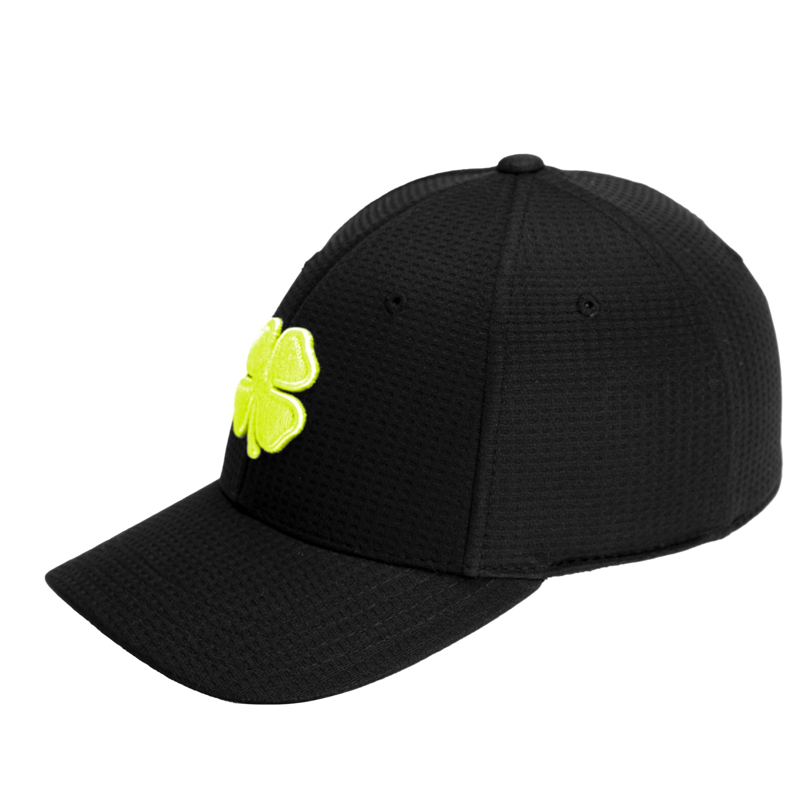 Black Clover Flex Waffle 7 Black S/M Hat with Neon Yellow Clover