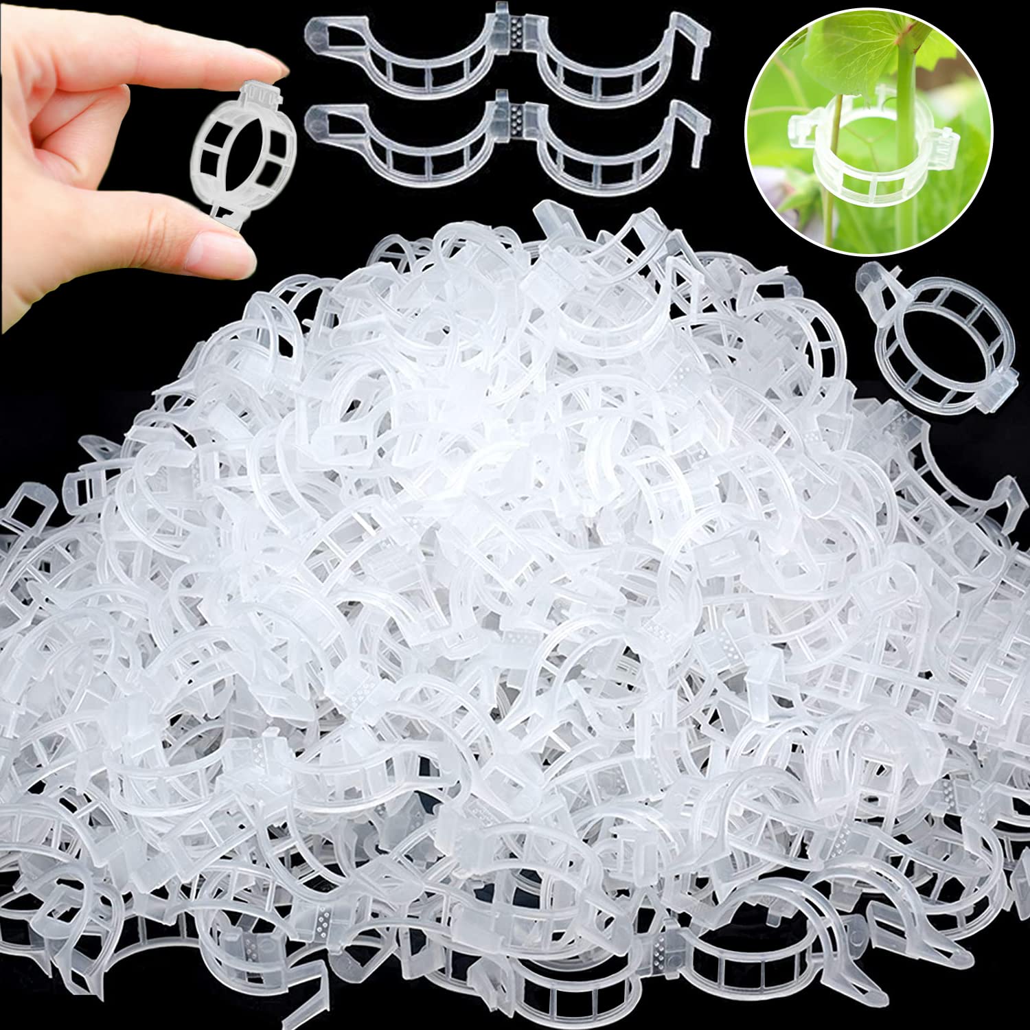 300 PCS Plant Support Clips,Garden Trellis Clips,Tomato Trellis Clips for Vine,Vegetables,Beans,Fruits,Rose to Grow Upright and Healthier