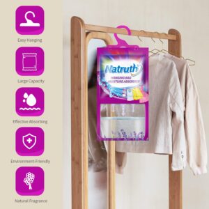 NATRUTH 12-PACK Moisture Absorber Bags With Lavender,Desiccant Hanging Bag Use for Kitchen Bathroom Wardrobe, Eliminates Odors，Odor Absorber Humidity Packs, Hanging Closet Dehumidifier Bags for Closet