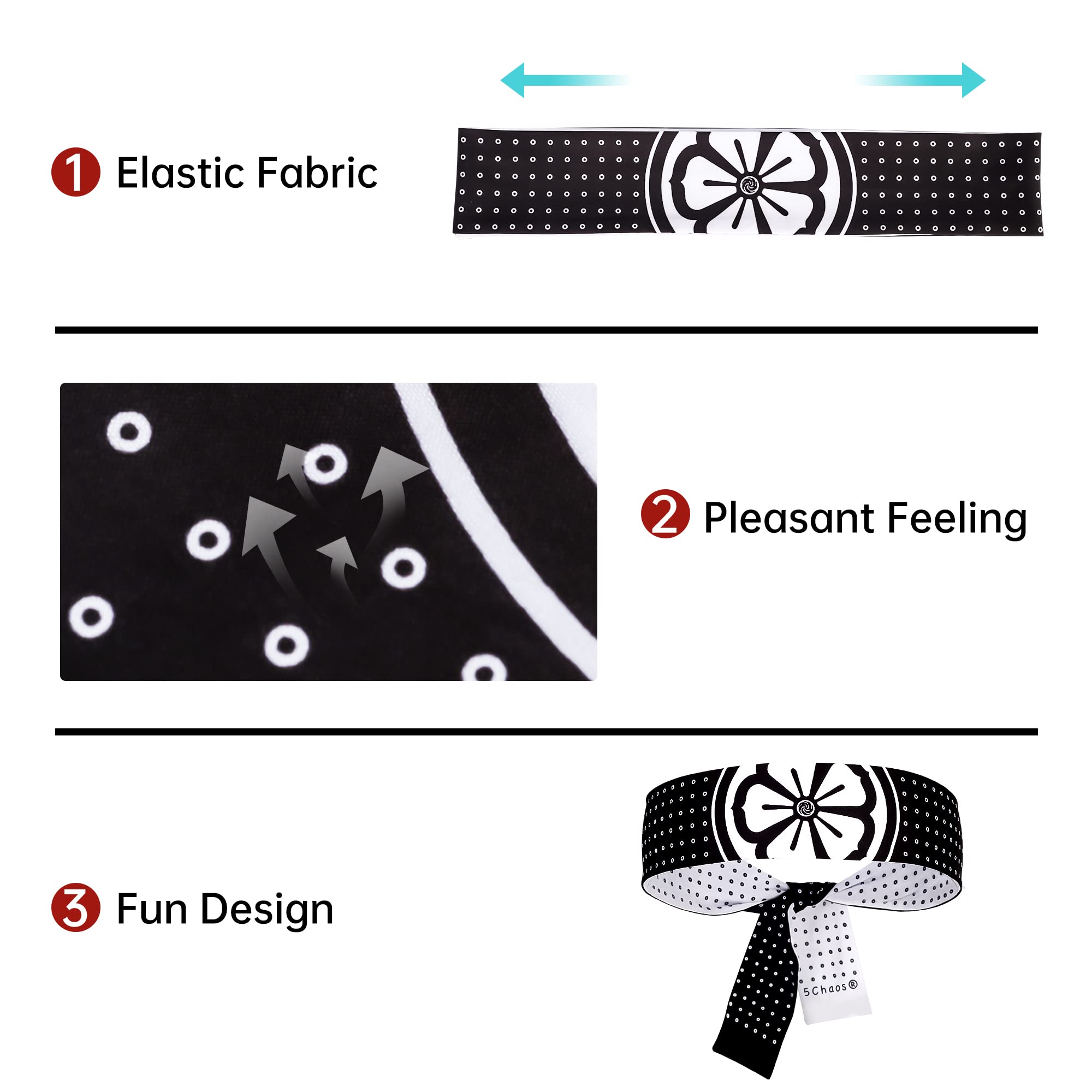 5Chaos Miyagi Do Karate Kid Headband Costume, Daniel Larusso Head Tie for Boys Men Girls Women, Lotus Ninja Halloween Hachimaki Bandana Sweatband for Cosplay