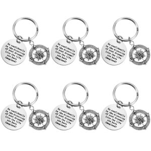 Junkin 6 Pcs Inspirational Keychains Gift, Inspirational Quotes, Go Confidently in the Direction of Your Dreams Compass Key Chain for Employee Appreciation Encouragement Gifts